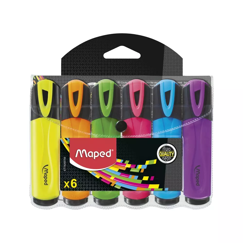 MAPED text marker FLUO PEP'S set 1/6 MAPED text marker FLUO PEP'S set 1/6